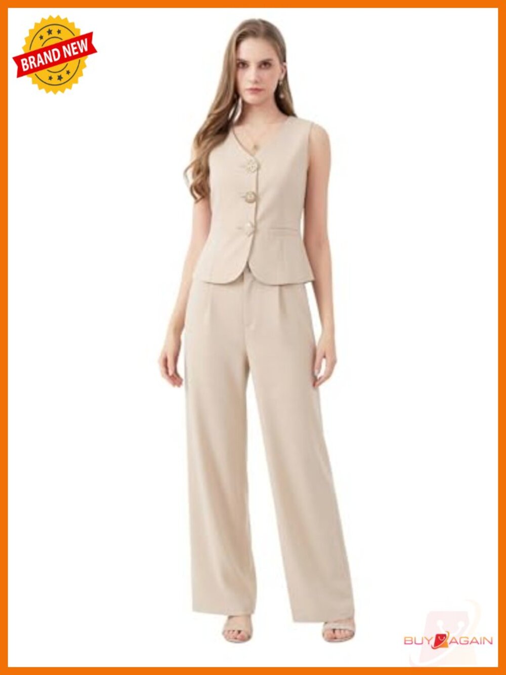 Sleeveless 2 Piece Blazer Vest & Pants Set Business Casual Pantsuit